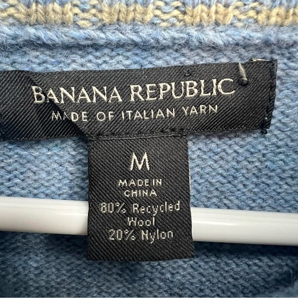 Banana Republic Mens Mock Neck Button Wool Blend Pullover Sweater Blue Sz M - Picture 3 of 13